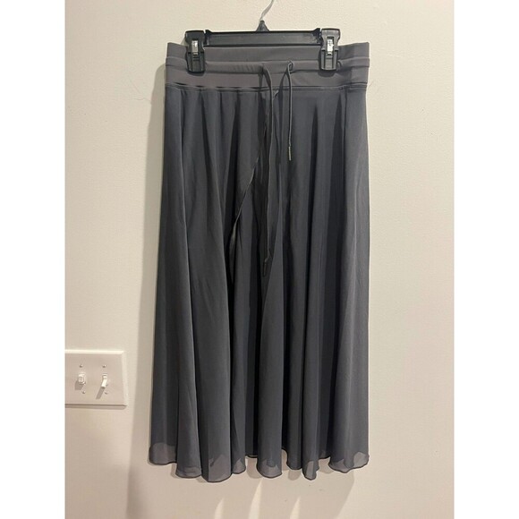 Halara Women Gray A Line Maxi Skirt XS Drawstring Mesh Elastic Waist Pull-On NWT - Picture 5 of 9